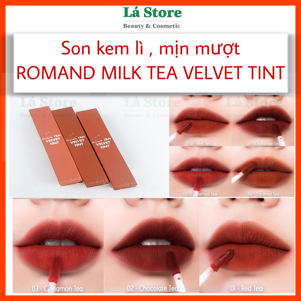 HÀNG CHÍNH HÃNG - son kem lì Romand Milk Tea Velvet Tint - Lá Store