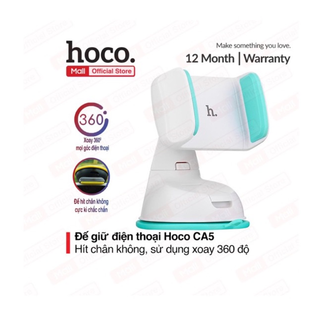 Kẹp điện thoại di động Hoco CA_5 trên xe hơi xoay 360 độ đế hít chân không cực kì chắc chắn | BigBuy360 - bigbuy360.vn