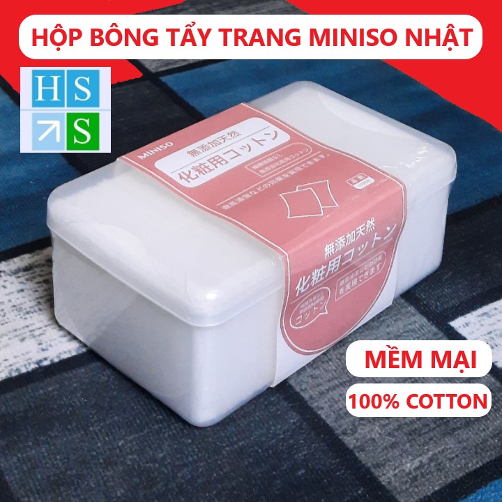 (HỘP 1000 miếng) BÔNG TẨY TRANG MINISO NHẬT BẢN 100% cotton mềm mại thấm hút tốt - HS Shop Thủ Đức