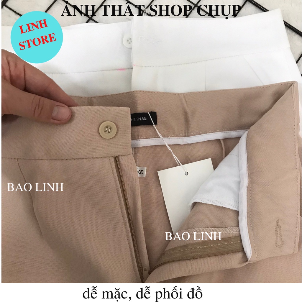 Quần Vải ống loe Linh Store Lưng Cao Công Sở Phối 1 Cúc Chất Liệu Tuyết Mưa  Cao Cấp Đứng Form Dễ Phối Đồ