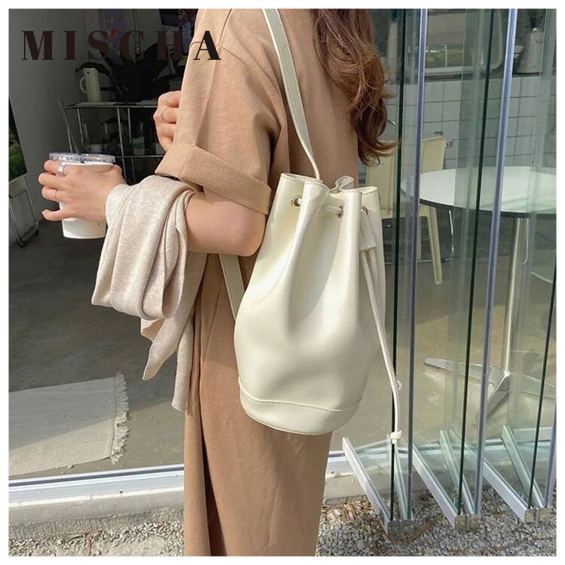 Mischa Túi Đeo Vai Da PU Màu Trơn Sức Chứa Lớn Phong Cách retro Đơn Giản Dễ Phối Đồ