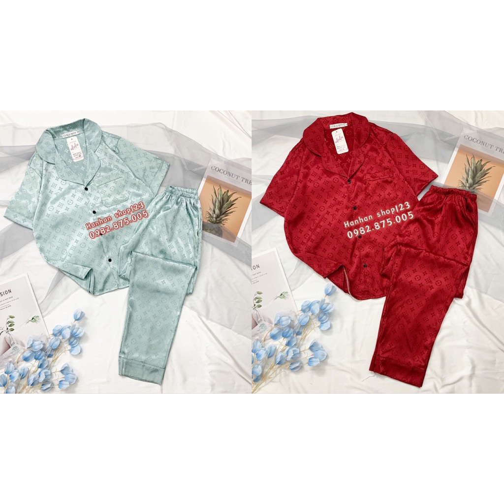 Bộ Đồ Pijama - Bộ Ngủ Cộc Tay Chất Lụa Gấm Hàng CC ( Video + Ảnh Thật )