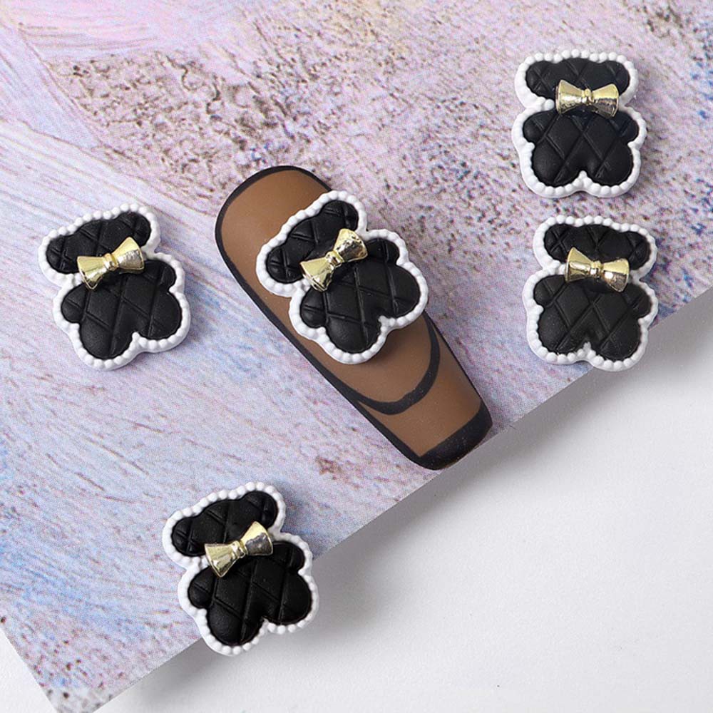 [Hàng mới về] Phụ kiện trang trí móng tay hình gấu cà vạt nơ 3d đáng yêu diy