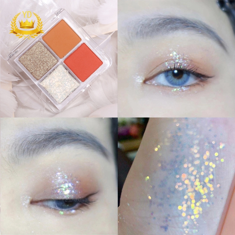 [Hàng mới về] Bảng phấn mắt bốn màu ALLIN FAITH HB màu ngọc trai/lấp lánh/bí ngô/đỏ