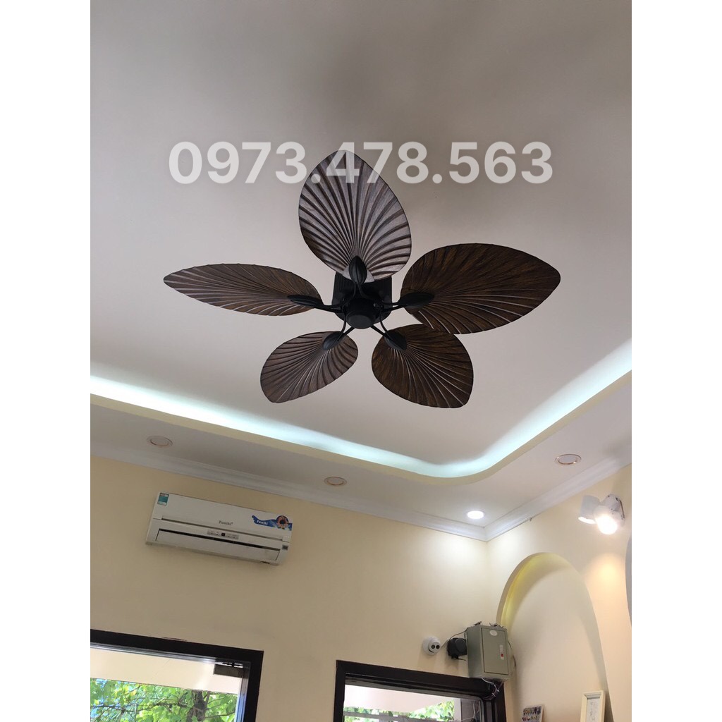 QUẠT TRẦN HÌNH LÁ CỌ THIẾT KẾ TINH TẾ THÍCH HỢP NHÀ HÀNG,SPA,QUÁN CAFE,Động Cơ DC 6 Tốc Độ
