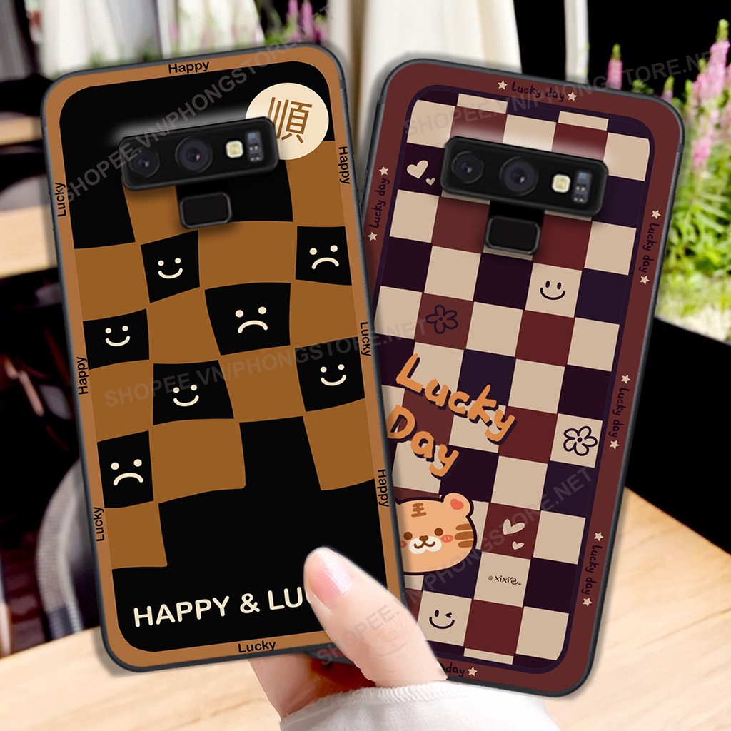 Ốp lưng Samsung Note 8 / Samsung Note 9 in họa tiết caro, mẫu gấu cực đáng yêu / ốp gấu cute giá rẻ