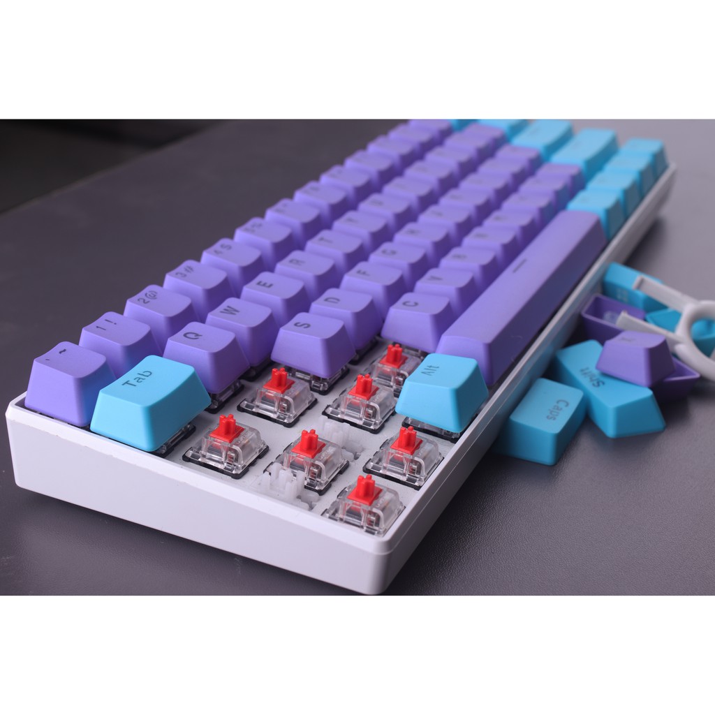 Keycap màu xanh tím, 61 key PBT keycaps Sự kiện đặc biệt Keycaps, bàn phím cơ hai màu có đèn nền keycaps GH60 / RK61 / ALT61 / Annie / GK61 keycaps poker keycaps chơi game