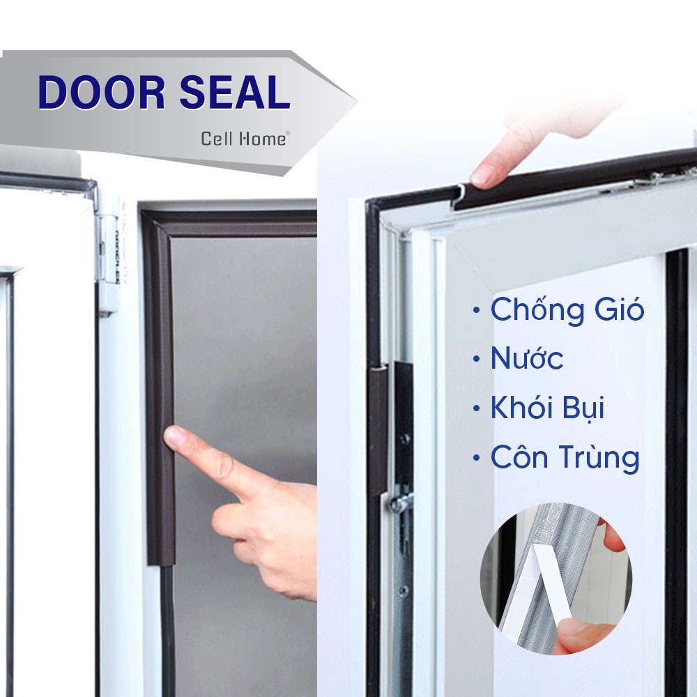 2m Ron cao su dán cửa nhôm gỗ, gioăng cao su chữ S ngăn bụi, cách âm, giữ nhiệt phòng máy lạnh