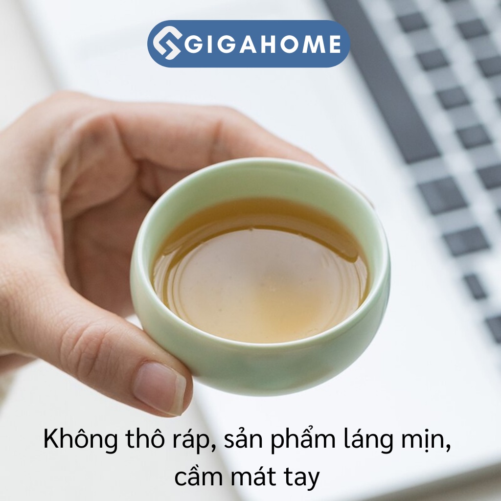 Bộ Ấm Pha Trà Gốm Sứ 4 Chén Du Lịch Tráng Men GIGAHOME Cao Cấp Kèm Khay, Kẹp, Túi Đựng 9984