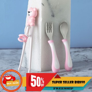 Bộ thìa dĩa đũa tập ăn hình gấu cho bé