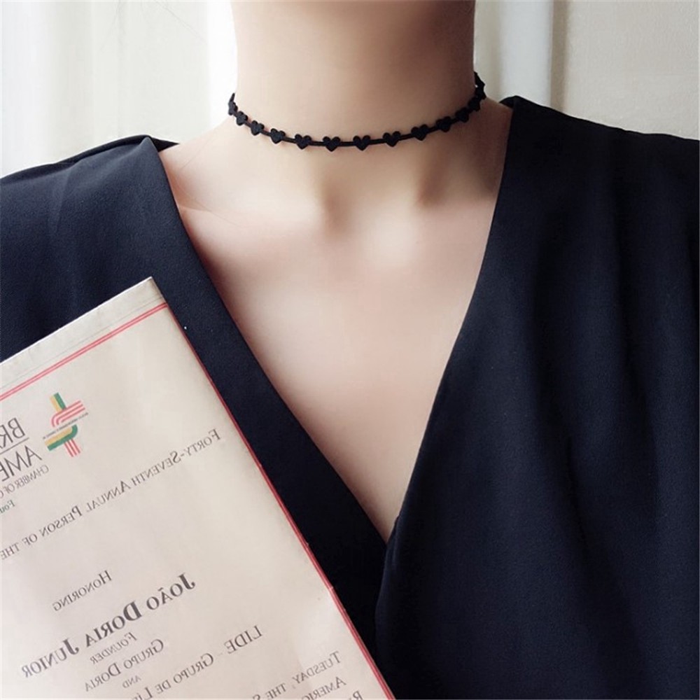 Dây chuyền choker handmade hình trái tim phong cách Hàn Quốc