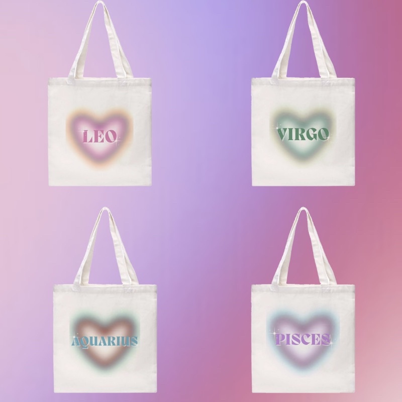 Túi Tote hình cung hoàng đạo / As.if.yourcloset / Aries Taurus Gemini Virgo Libra Scorpio Sagittarius