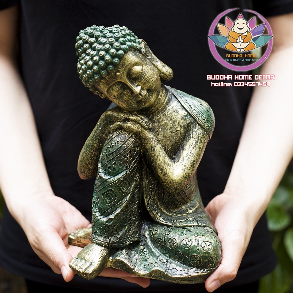 Tượng Phật An Nhiên đá xanh lá cây đồng cổ phong thủy thờ cúng
