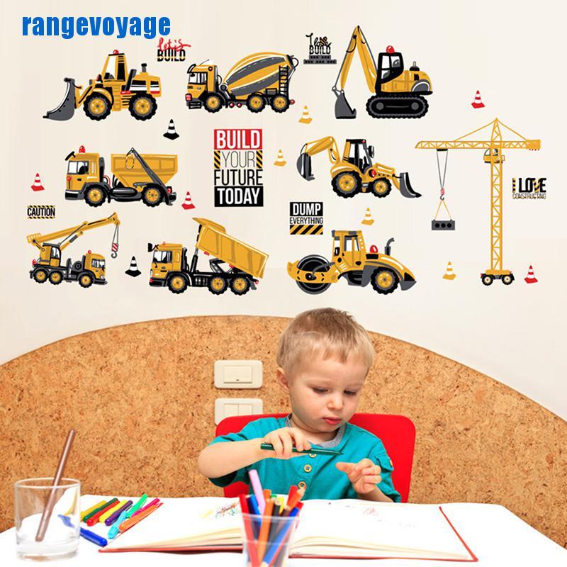 Sticker Dán Tường Hình Máy Xúc Xây Dựng / Xây Dựng Diy