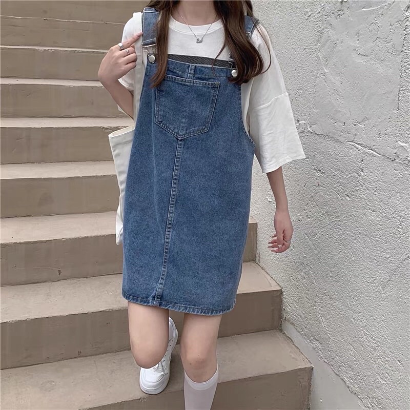 Đầm Yếm Jeans Dáng Rộng Phong Cách  Hàn Quoc -Y01