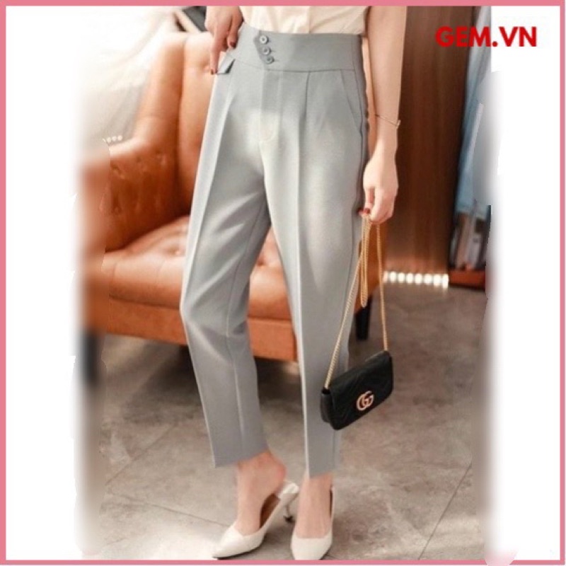 Quần vải G485 có BIGSIZE trang trí 3 cúc chất vải đẹp không bai không xù - GEM Fashion