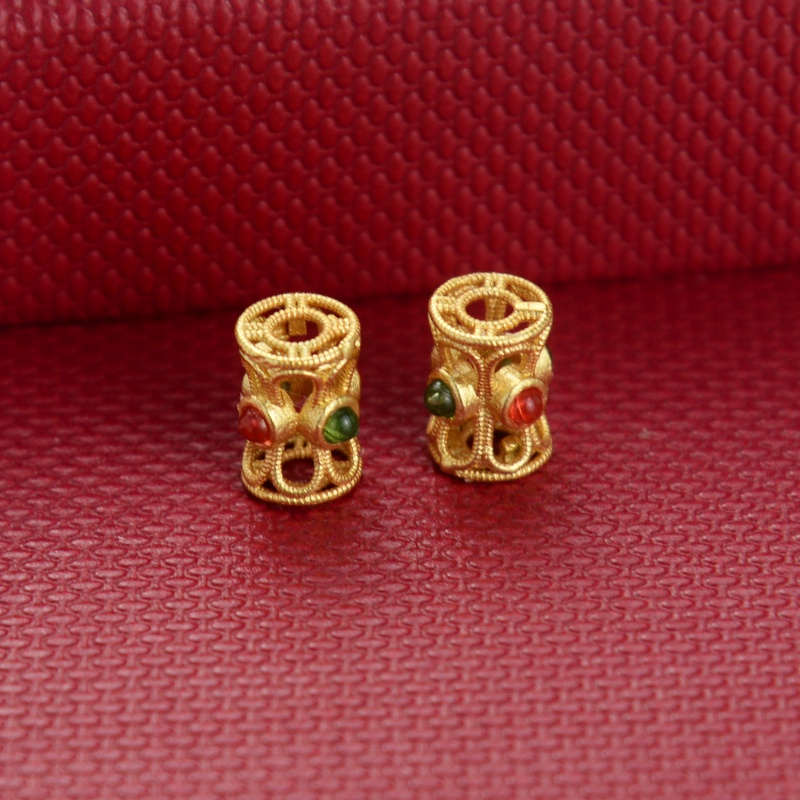 Chuỗi Hạt Vàng Hình Chuồn Chuồn Đính Đá Ngọc Lam Phong Cách Cổ Điển Dùng Làm Trang Sức diy