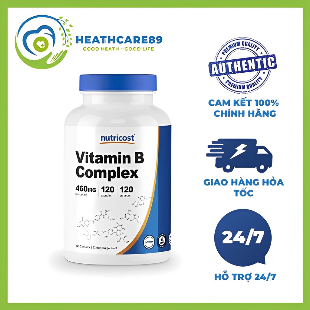 Nutricost Vitamin B Complex 460 Mg Viên Uống Tăng Sức Đề Kháng, Hỗ Trợ