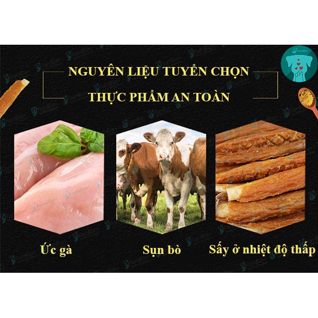[HOT SALE SHOPEE]Xương Gặm Sạch Răng JFamille, Gà Cuộn Bò Giòn, Pet Snack Dinh Dưỡng. Gói 100gr - JF10