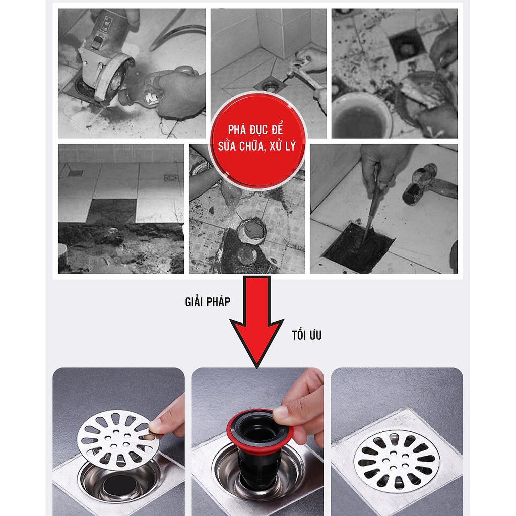 Nút Chặn Mùi Thoát Sàn PROSEAL chống Hôi Cống, Ngăn Vi Khuẩn, Côn Trùng Xâm Nhập Nhà Vệ Sinh hiệu quả phễu thoát sàn