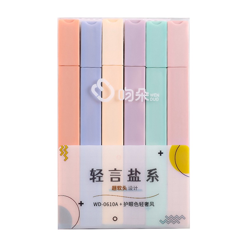 Set 6 Bút Dạ Quang Đầu Mềm Nhiều Màu Sắc DIY