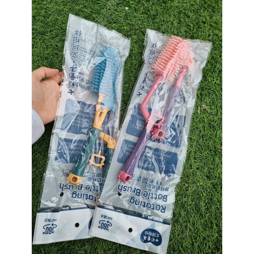 Bộ Cọ Rửa Bình Sữa Silicone Cao Cấp 3in1 Làm Sạch Mọi Ngóc Ngách Của Bình ( Với Tay Cầm Xoay 360 độ )