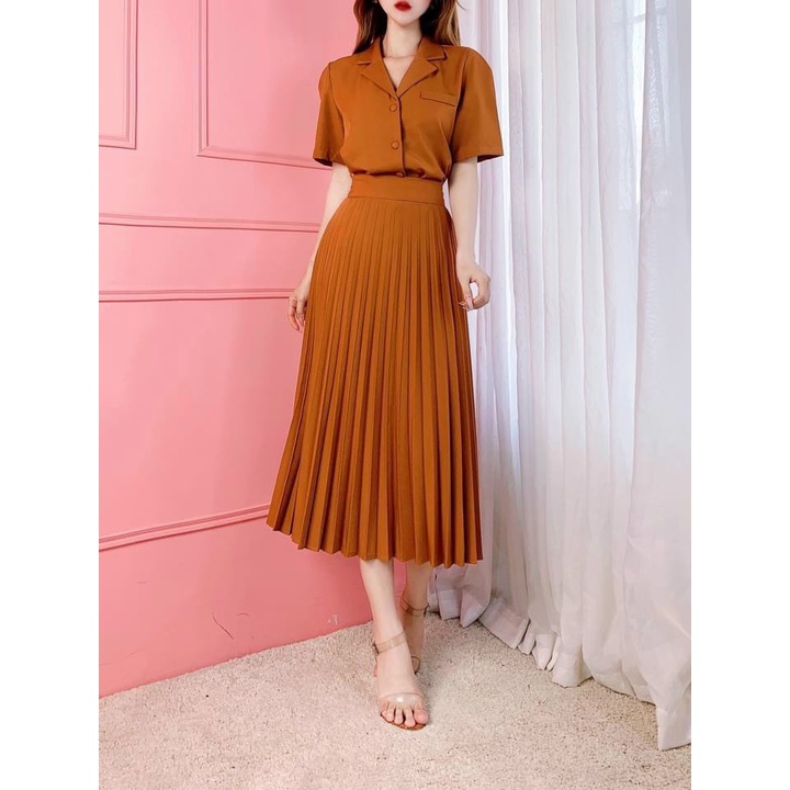 SÉT BỘ ÁO VEST CHÂN VÁY DẬP LY SIÊU XINH