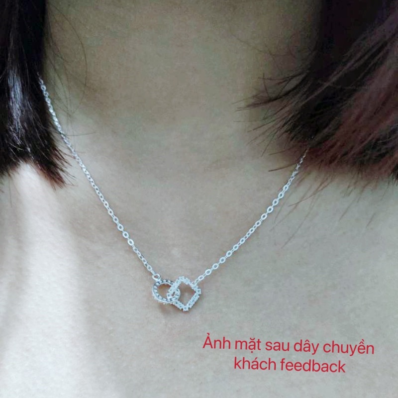 Dây chuyền bạc nữ DaLiA Jewelry vòng cổ bạc hình vuông tròn lồng vào nhau cá tính basic đẹp chuẩn bạc thật không gỉ