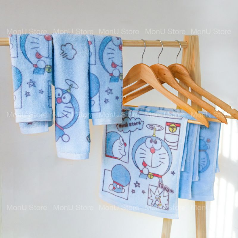 Khăn mặt 30x50cm hình DORAEMON DOREMON cao cấp 100% cotton siêu thấm hút dễ thương cute MON0289