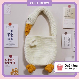 Túi xách vịt dễ thương, túi kẹp nách, túi xách cho nữ đáng yêu len handmade CHILLMEOW