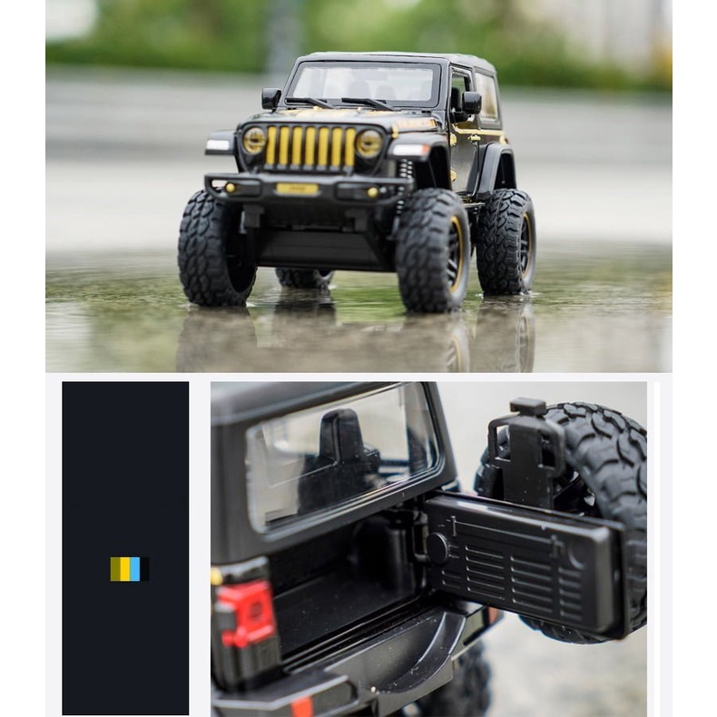 Mô hình xe Jeep Wrangler 1941 Edition + Khủng long 1:20 MiniAuto