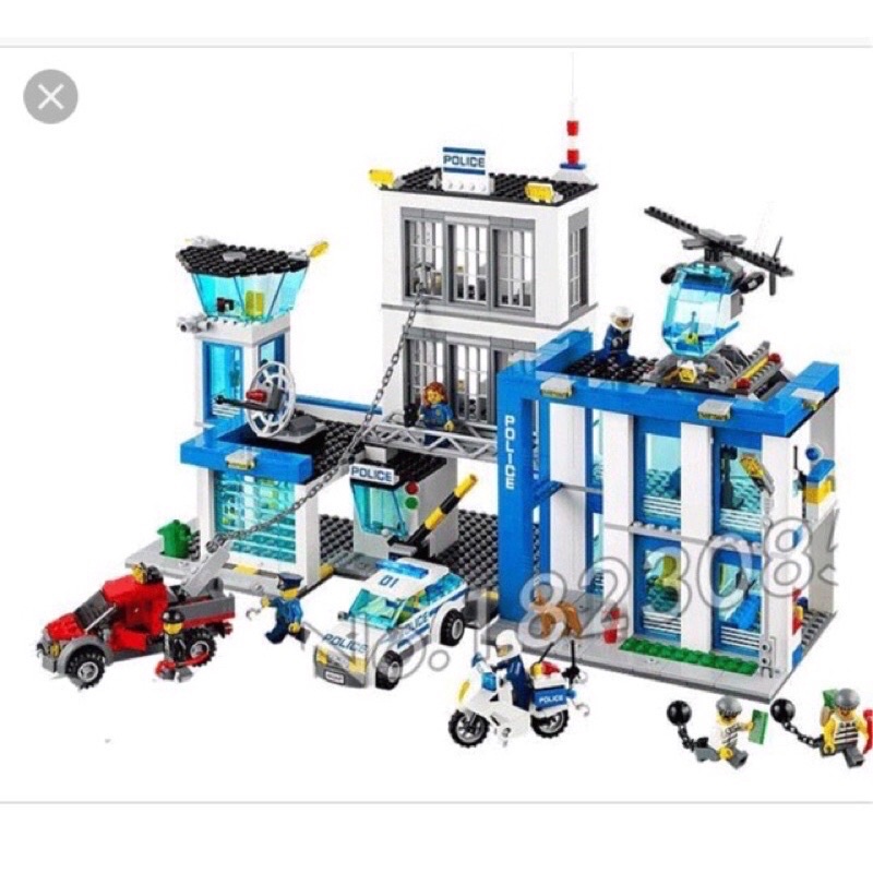 Lắp ráp nonlego City Bela 10424/6065 Xếp Hình Trụ Sở Cảnh sát Lớn 936 Mảnh
