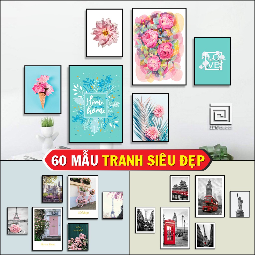 SET 6 tranh vải Canvas Cute, có khung nổi siêu đẹp !