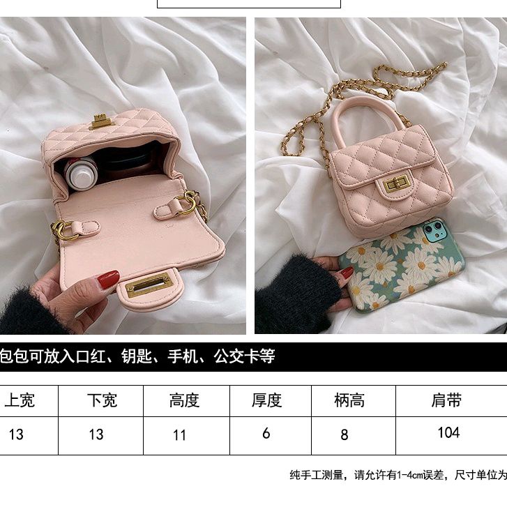 Túi xách nữ thời trang mini Quảng Châu Chânel quai xách đeo chéo dây xích phối da 03T1-CN