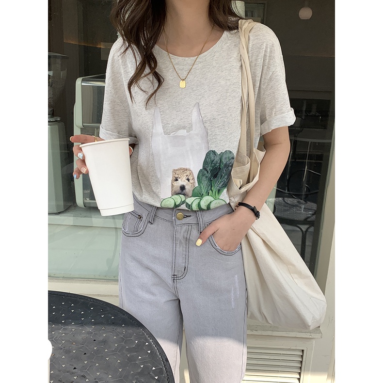 Quần Jean Lửng nữ Lưng cao Ống rộng Bạc màu Ulzzang Hàn Quốc Quần bò cộc nữ Cạp cao Ống rộng