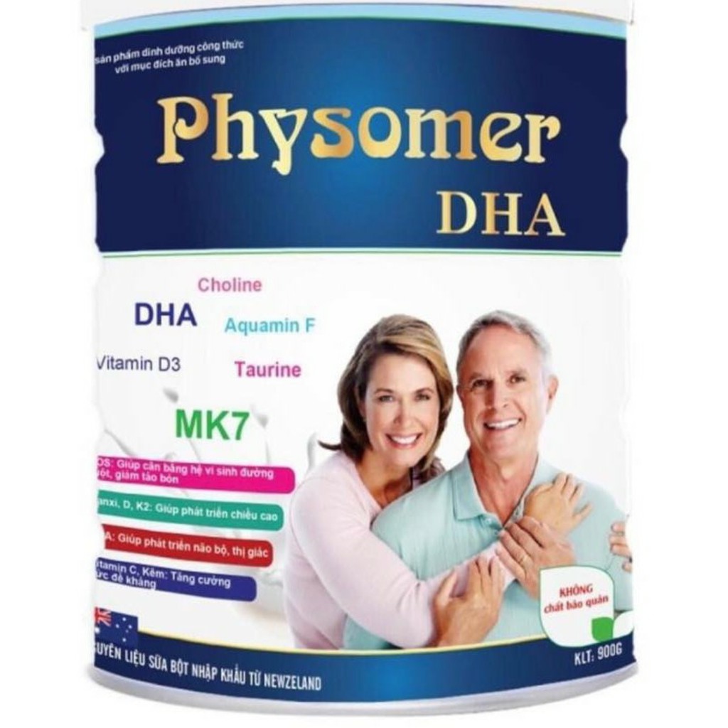 [Combo 02 hộp x 900gr/hộp] Sữa bột Physomer DHA dành cho người trung và lớn tuổi, date 2023