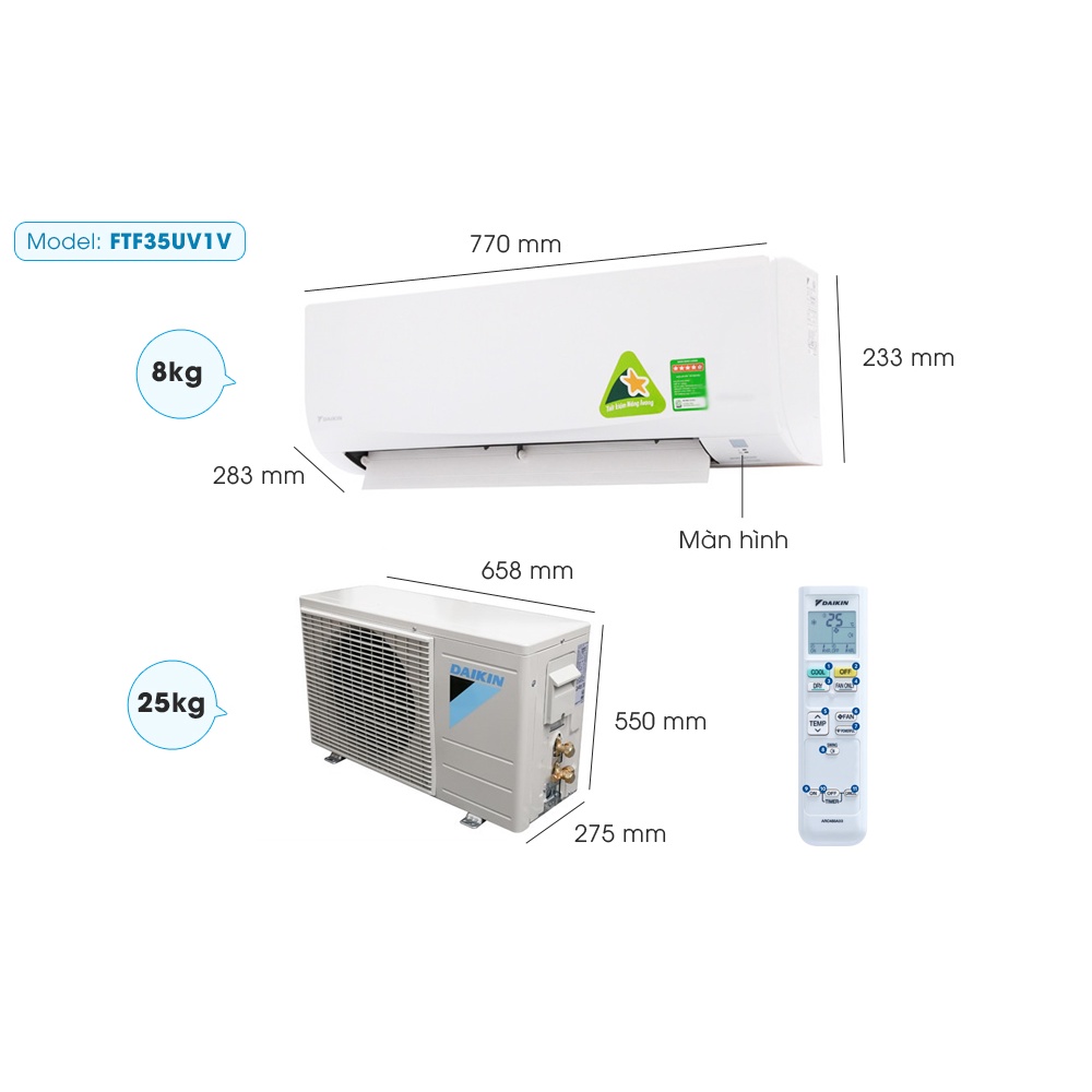 Điều hòa Daikin 1 chiều R32 Tiêu chuẩn FTF35UV1V/RF35UV1V