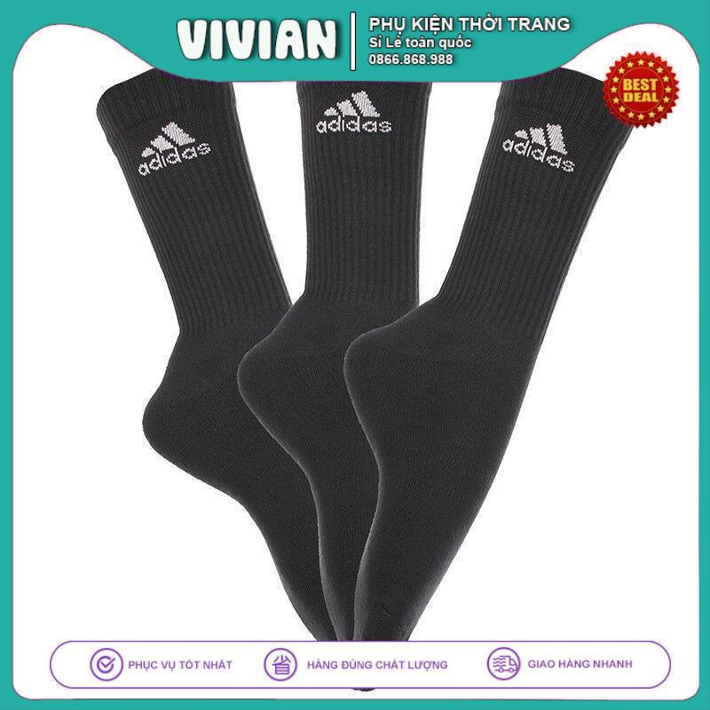 Tất ADIDAS cổ cao, Vớ Adidas cao cổ, GIA CÔNG XUẤT KHẨU, Cotton thấm hút mồ hôi, không gây kích ứng da, kháng khuẩn tốt