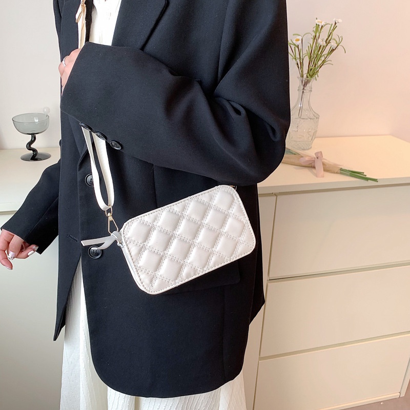 Túi Đeo JASMIN NOIR chéo dạng gập kẻ sọc caro đơn giản phong cách retro cho nữ