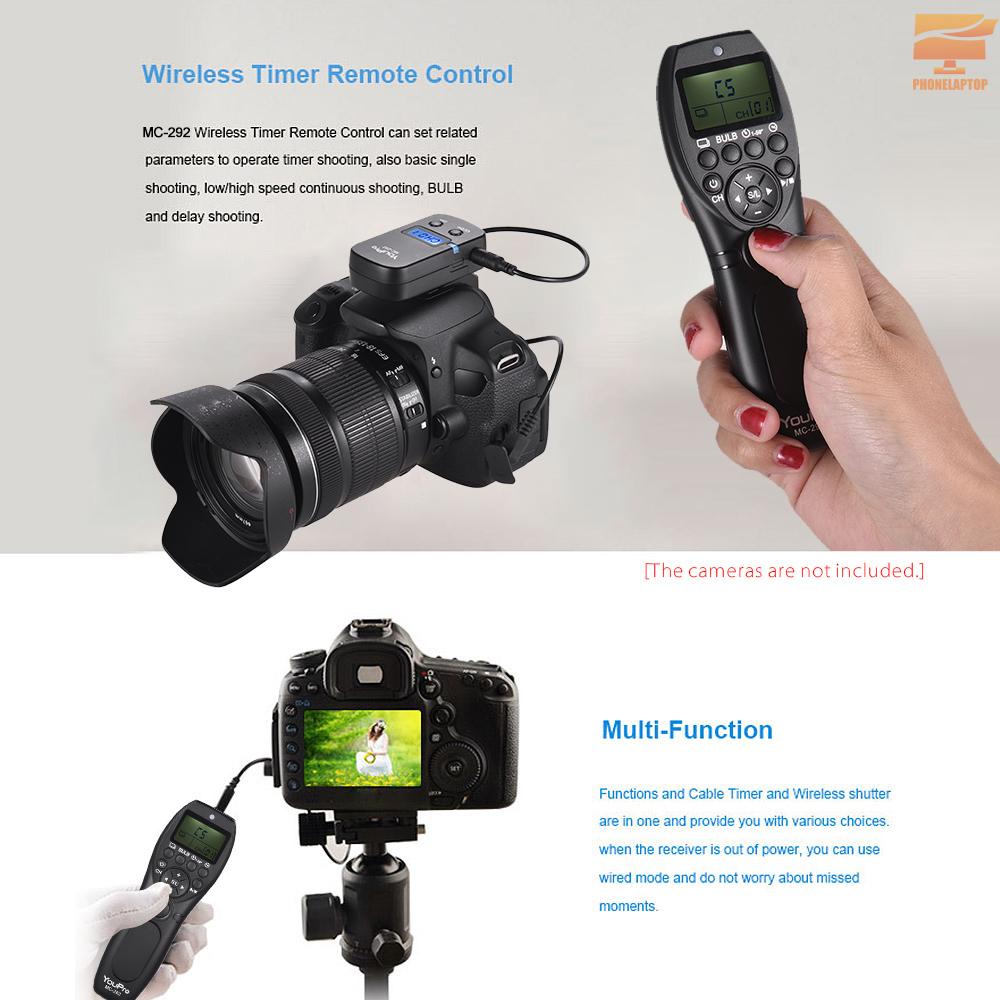 YouPro MC-292 N3 2.4G Wireless Remote Control LCD Timer Shutter Release Transmitter Receiver 32 Channels for Canon 7D 7DII 6D 50D 5DIII 5D 5DS 5DSR 40D 30D 20D 10D 1D 1DS 1DX 1DS Mark II 1DS Mark III 1DS Mark IV EOS-1V