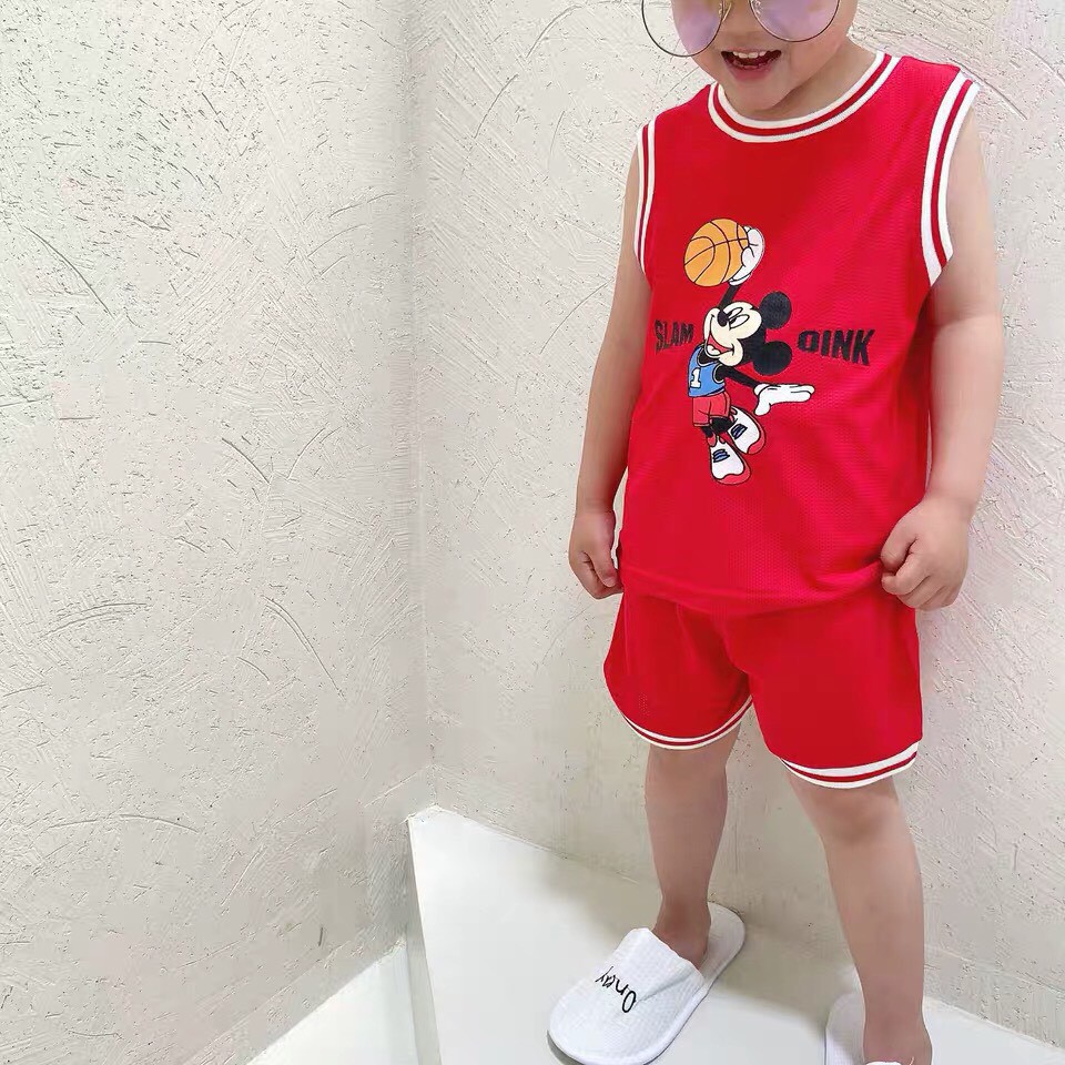 Bộ cotton thông hơi Mickey cho bé trai bé gái