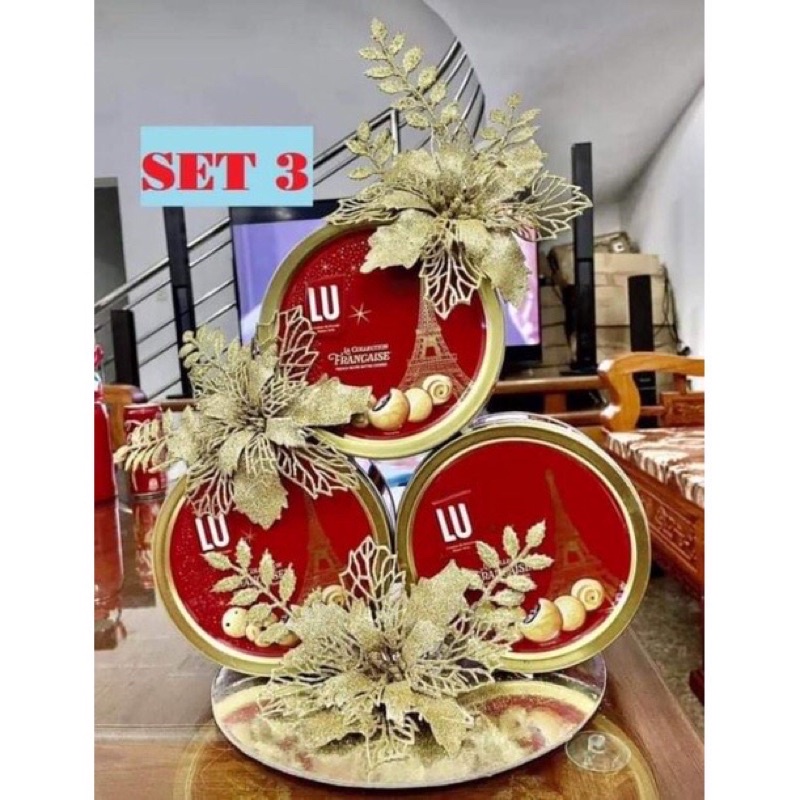 Phụ kiện hoa trang trí noel, tết, trang trí giỏ quà, tráp bánh , oản, nước