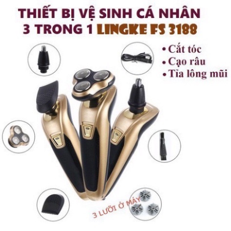 Máy Cạo Râu 3 Lưỡi Dao Cạo Râu Cầm Tay Siêu Bén - Chống Nước CR03 - Hàng Cao Cấp Có Bảo Hành