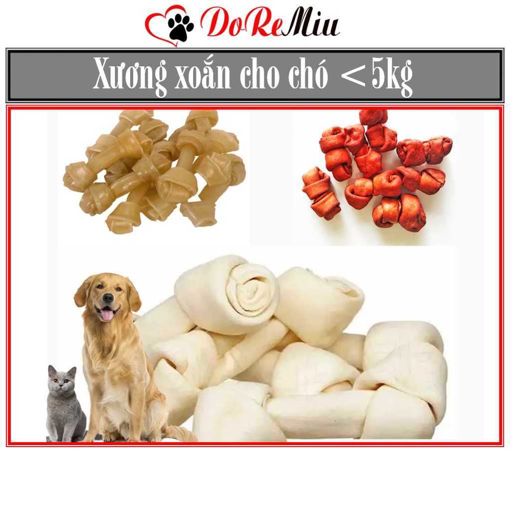 (túi 8c) Xương xoắn 4cm - Xương nhai sạch răng bổ sung canxi cho chó dưới 5kg bánh thưởng cho chó