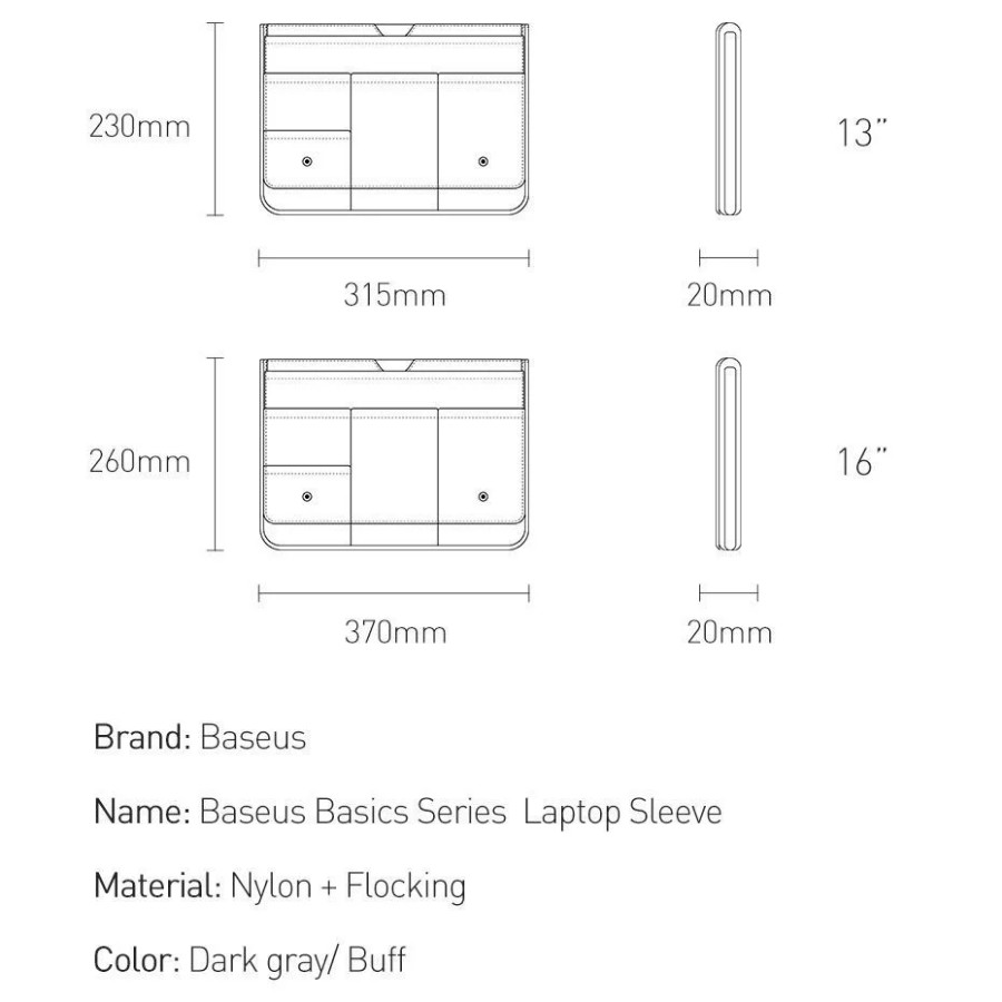 Túi chống sốc, chống thấm nhỏ gọn Baseus Basics Series 13inches và 16 inches dùng cho Tablet/ Macbook/ Laptop, phụ kiện