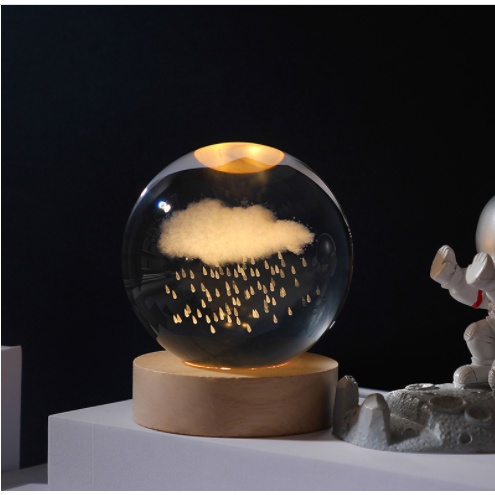 Đèn quả cầu pha lê vũ trụ trang trí bàn làm việc,phòng ngủ