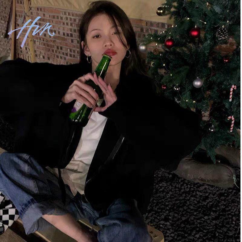 Áo Khoác Len Cardigan Tay Dài Dáng Rộng Có Khóa Kéo Phong Cách Mới Mùa Thu 2022 Dễ Phối Đồ Cho Bạn