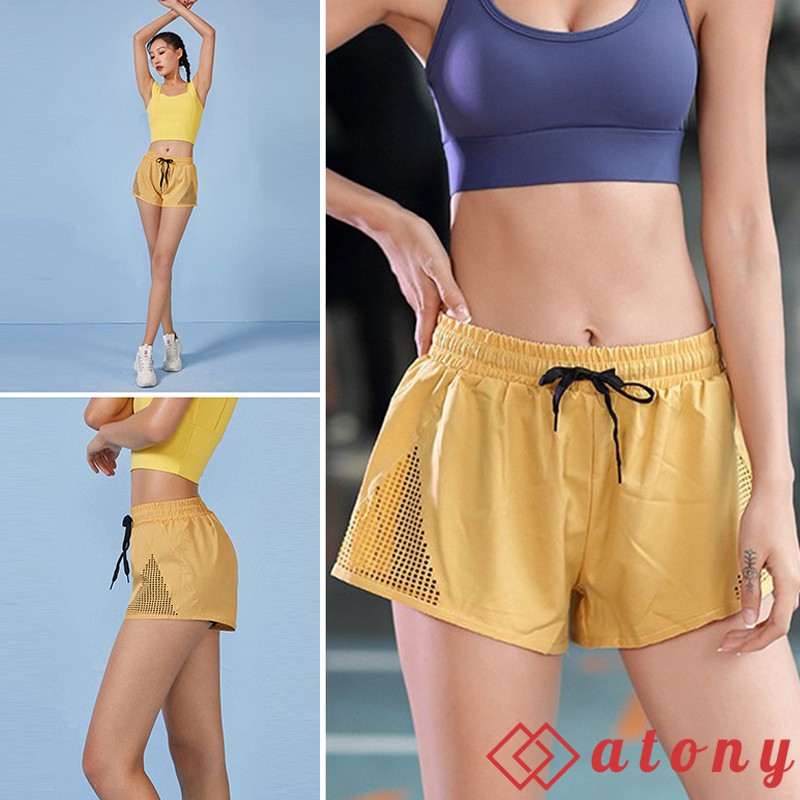 Quần Short Nữ Tập Gym 2 Lớp ATONY - Hỗ Trợ Tập Gym, Yoga, Zumba Có Dây Rút, Co Giãn 4 Chiều, Thông Thoáng