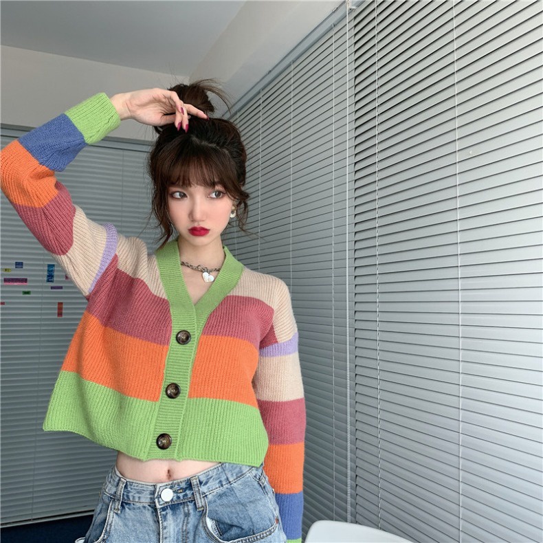 Xiaozhainv Áo Khoác Cardigan Vải Dệt Kim Tay Dài Dáng Rộng Cài Khuy Phong Cách Hàn Quốc Thời Trang | BigBuy360 - bigbuy360.vn