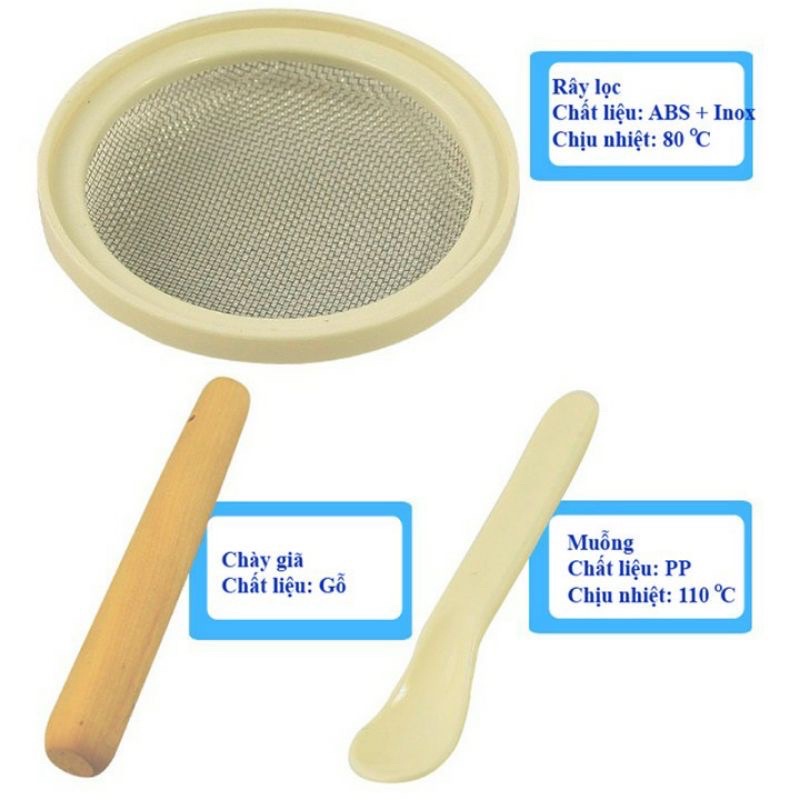 Bộ dụng cụ chế biến ăn dặm cho bé 7 chi tiết.